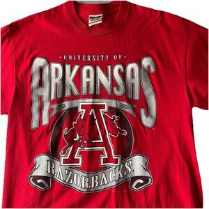 University Of Arkansas Razorbacks Logo Red T-shirt Red Oak XL College Sports USA